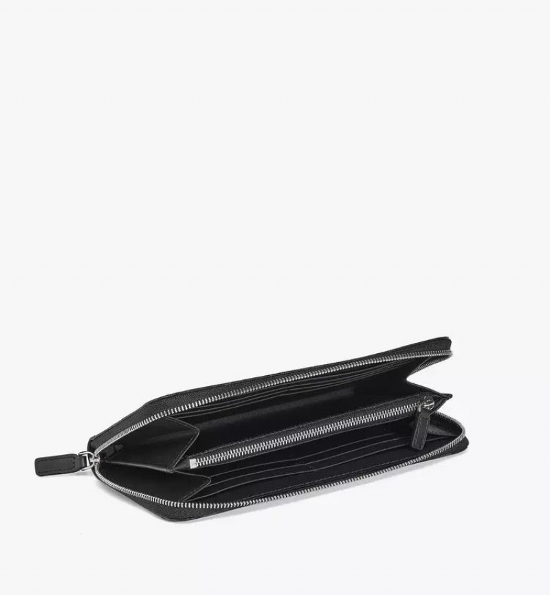 Velke Penazenky MCM Worldwide Zip Around in Visetos Čierne | 942653-YEW